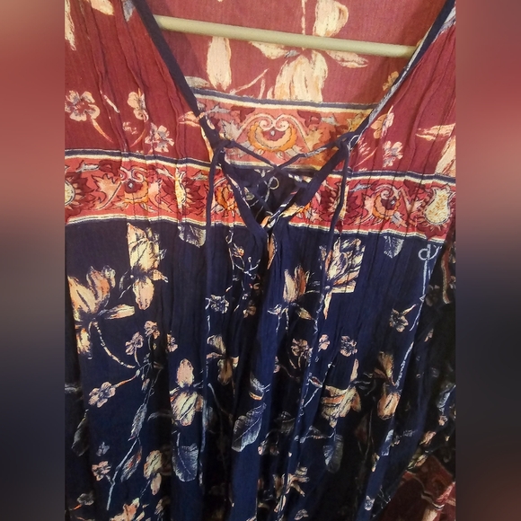 Billabong Just Like You Boho Blue and Pink Floral Pattern Tunic Mini Dress - Picture 3 of 6